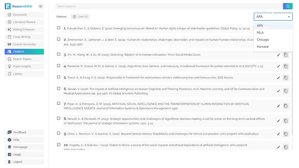 Citation Management and Formatting Interface