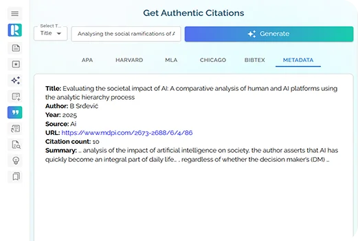 Citation Formats Selection