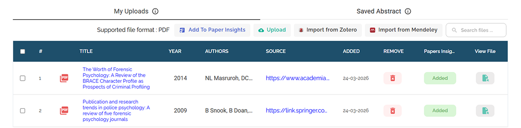 Research Library Upload Interface
